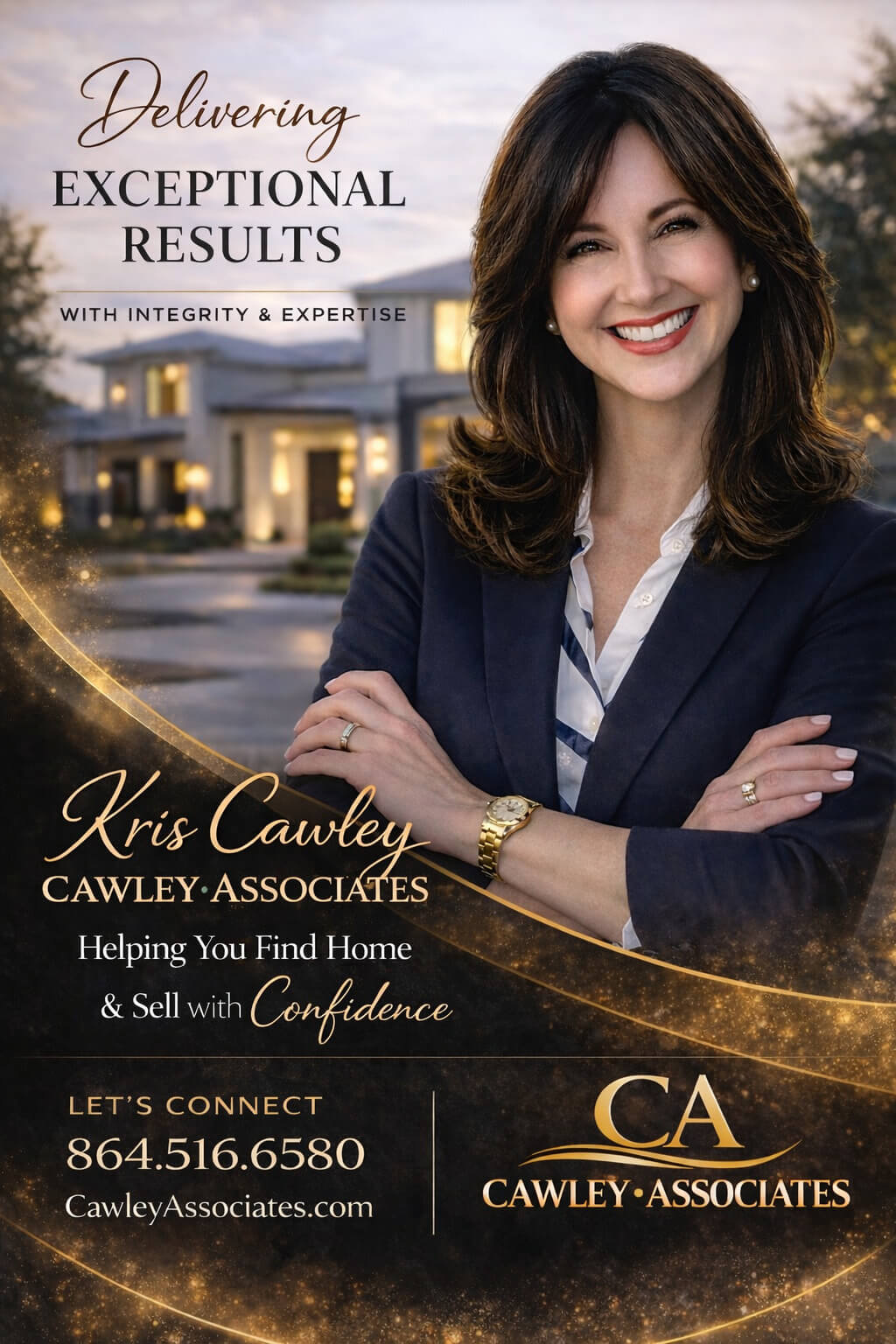 Real estate agent promoting her services.