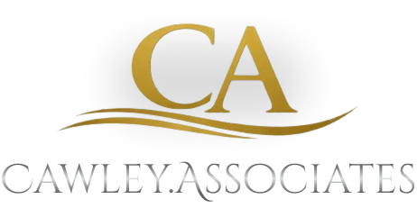 Gold CA logo on black background.